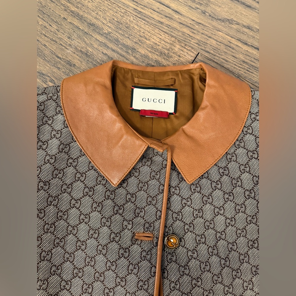RARE ARCHIVAL Gucci Monogram Canvas and Leather Jacket - Picture 3 of 8
